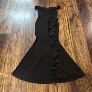 Entry Black Strapless Dress with Ruffle Detail